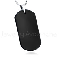 Men’s Black Ion Plated Tungsten Carbide Dog Tag Pendant