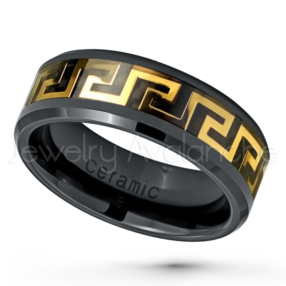 Greek Key Wedding Band In 14k Yellow Gold