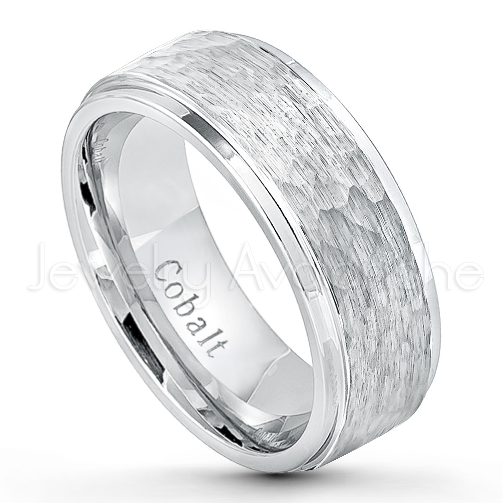 Hammered Finish Cobalt Wedding Band 