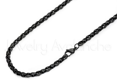 24" Tungsten Necklace - Black Ion Plated Tungsten Carbide Anchor Chain - TCH318-TY0