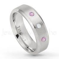 Jewelry Avalanche 7MM Comfort Fit Brushed Stepped Edge Mens Cobalt Chrome Wedding Band 0.21ctw Pink Tourmaline 3-Stone Cobalt Ring October Birthstone Ring