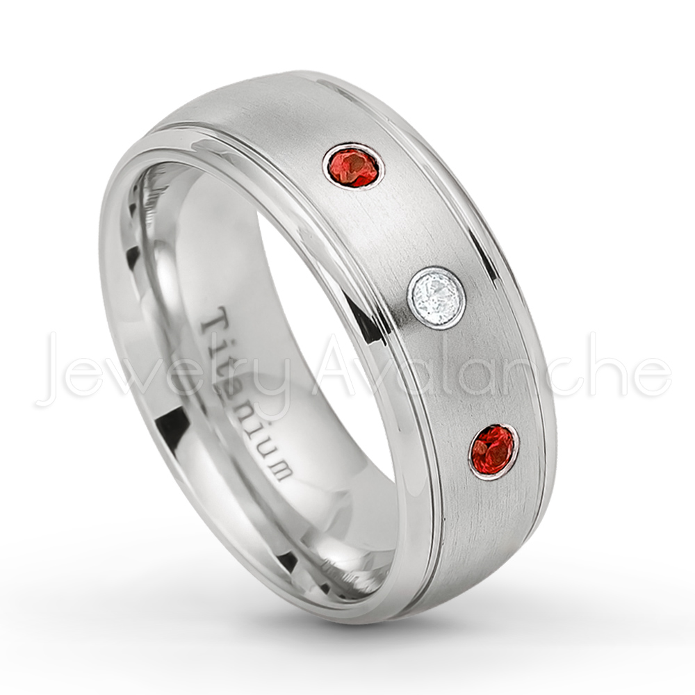 0.21ctw Diamond & Garnet 3-Stone Ring – January Birthstone Ring – 8mm ...