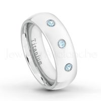 0.21ctw Topaz 3-Stone Ring - November Birthstone Ring - 7mm Polished Finish Comfort Fit Dome White Titanium Wedding Ring TM537-TP