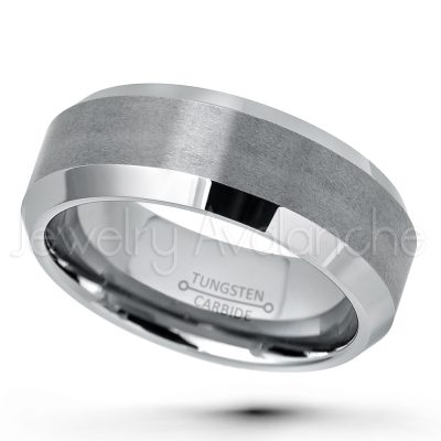 8mm Tungsten Wedding Band - Brushed Finish Comfort Fit Beveled Edge Tungsten Carbide Ring - Men's Anniversary Ring TN003PL