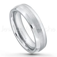 6mm Tungsten Wedding Band - Polished & Brushed Comfort Fit Tungsten Carbide Ring - Classic Dome Tungsten Ring - Bride and Groom's Ring TN006PL