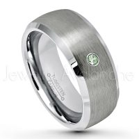 0.07ctw Alexandrite Tungsten Ring - June Birthstone Ring - 8mm Tungsten Wedding Band - Brushed Finish Semi-Dome Comfort Fit Tungsten Carbide Ring - Beveled Edge Tungsten Anniversary Ring TN007-ALX