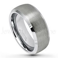 8mm Semi-Dome Tungsten Wedding Band - Brushed Finish Comfort Fit Tungsten Carbide Ring - Beveled Edge Tungsten Anniversary Ring TN007PL