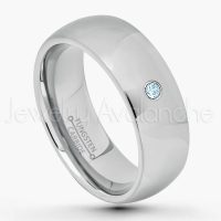 0.07ctw Topaz Tungsten Ring - November Birthstone Ring - 8mm Comfort Fit Tungsten Wedding Band - Polished Finish Classic Dome Tungsten Carbide Ring - Men's Tungsten Anniversary Ring TN013B-TP