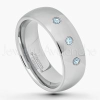 0.21ctw Topaz 3-Stone Tungsten Ring - November Birthstone Ring - 8mm Comfort Fit Tungsten Wedding Band - Polished Finish Classic Dome Tungsten Carbide Ring - Men's Tungsten Anniversary Ring TN013B-TP