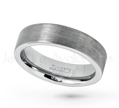 6mm Pipe Cut Tungsten Ring - Comfort Fit Tungsten Carbide Wedding Ring - Brushed Finish Tungsten Ring - Bride and Groom's Ring TN019PL