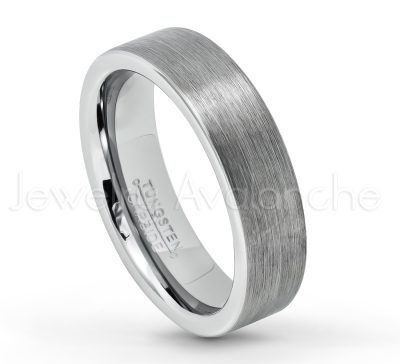 6mm Pipe Cut Tungsten Ring - Comfort Fit Tungsten Carbide Wedding Ring - Brushed Finish Tungsten Ring - Bride and Groom's Ring TN019PL
