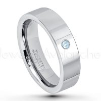 0.07ctw Topaz Tungsten Ring - November Birthstone Ring - 6mm Pipe Cut Tungsten Ring - Comfort Fit Tungsten Carbide Wedding Ring - Polished Finish Tungsten Ring TN020-TP