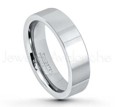 6mm Pipe Cut Tungsten Ring - Comfort Fit Tungsten Carbide Wedding Ring - Polished Finish Tungsten Ring - Bride and Groom's Ring TN020PL