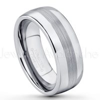 Tungsten Wedding Band - 8mm Polished & Brushed Center Comfort Fit Dome Tungsten Carbide Ring - Engagement Ring - Men's Anniversary Ring TN022PL