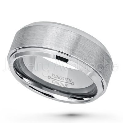 9mm Tungsten Wedding Band - Brushed Finish Comfort Fit Tungsten Carbide Ring - Beveled Edge Engagement Ring - Men's Anniversary Ring TN023PL