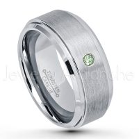 0.07ctw Alexandrite Tungsten Ring - June Birthstone Ring - 9mm Tungsten Wedding Band - Brushed Finish Comfort Fit Tungsten Carbide Ring - Beveled Edge Men's Anniversary Ring TN023-ALX