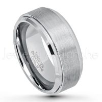 9mm Tungsten Wedding Band - Brushed Finish Comfort Fit Tungsten Carbide Ring - Beveled Edge Engagement Ring - Men's Anniversary Ring TN023PL