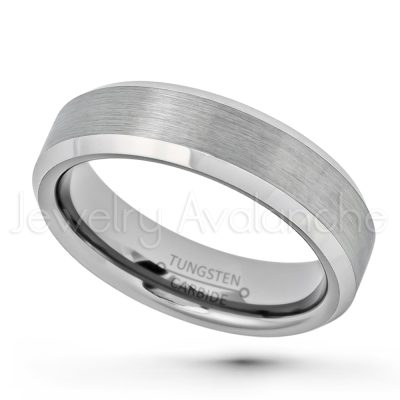 6mm Tungsten Wedding Band - Brushed Finish Comfort Fit Beveled Edge Tungsten Carbide Ring - Tungsten Anniversary Ring - Cobalt Free TN038PL