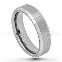 6mm Tungsten Wedding Band - Brushed Finish Comfort Fit Beveled Edge Tungsten Carbide Ring - Tungsten Anniversary Ring - Cobalt Free TN038PL