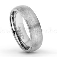 6mm Comfort Fit Tungsten Carbide Wedding Band - Brushed Finish Classic Dome Tungsten Ring - Bride and Groom's Ring TN060PL