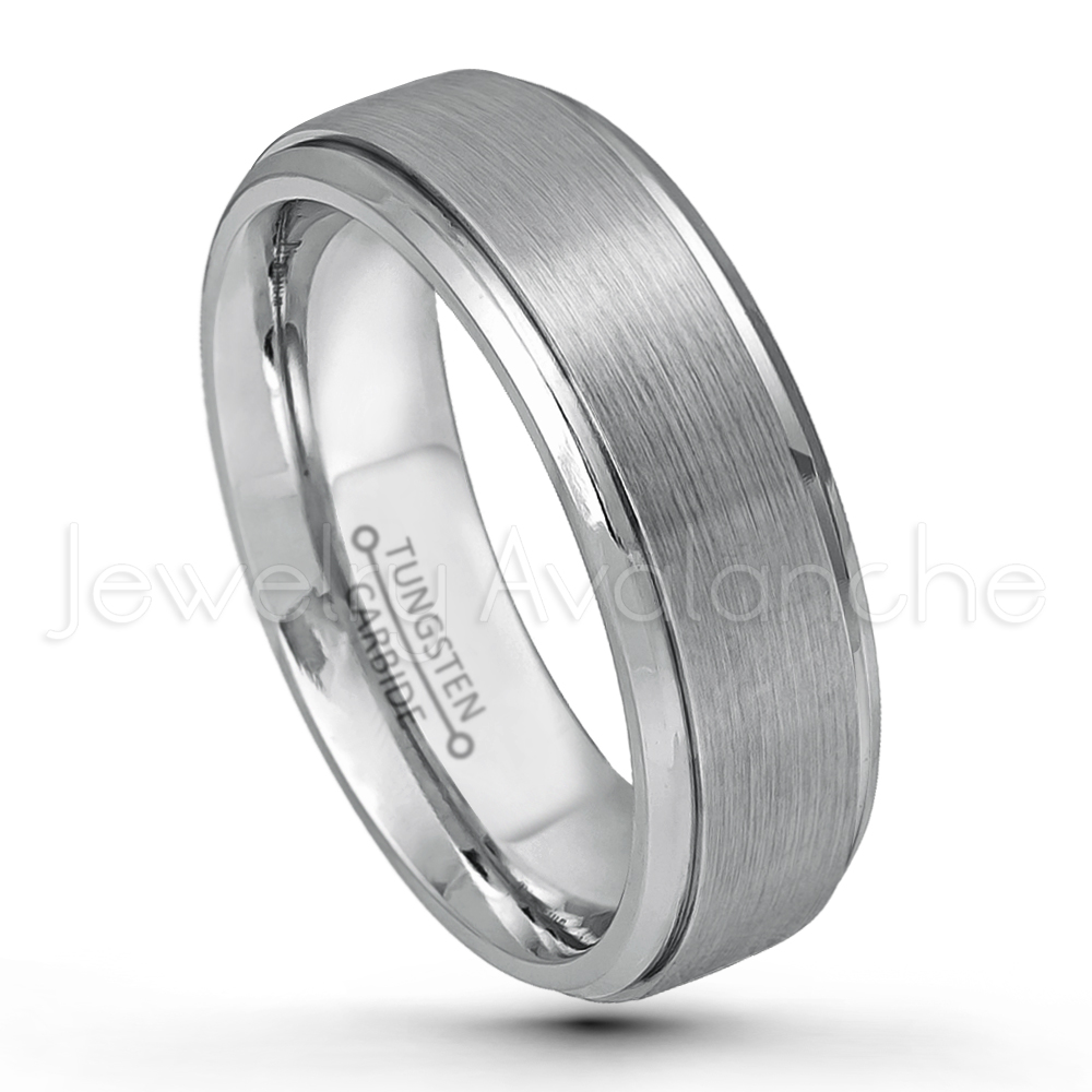 7mm Tungsten Wedding Band – Brushed Finish Comfort Fit Tungsten Carbide ...