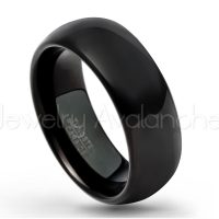 8mm Dome Tungsten Wedding Band - Polished Black IP Comfort Fit Tungsten Carbide Ring - Tungsten Anniversary Ring - Engagement Ring TN077PL