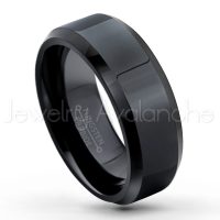8mm Tungsten Wedding Ring - Polished Finish Black Ion Plated Comfort Fit Tungsten Carbide Ring - Engagement Ring - Anniversary Ring TN084PL