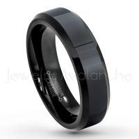 6mm Tungsten Wedding Ring - Polished Finish Black IP Comfort Fit Tungsten Carbide Ring - Engagement Ring - Ladies Anniversary Ring TN086PL