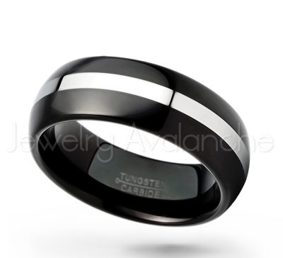 2-tone Tungsten Ring - 8mm Polished Black IP Comfort Fit Dome Tungsten Carbide Wedding Ring - Engagement Ring - Anniversary Ring TN115PL