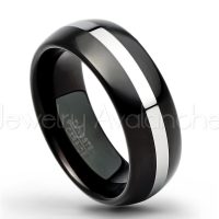 2-tone Tungsten Ring - 8mm Polished Black IP Comfort Fit Dome Tungsten Carbide Wedding Ring - Engagement Ring - Anniversary Ring TN115PL