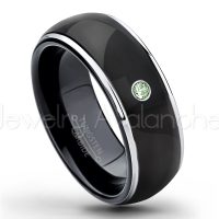0.07ctw Alexandrite Tungsten Ring - June Birthstone Ring - 2-tone Dome Tungsten Ring - Polished Finish Black Ion Plated Comfort Fit Tungsten Carbide Wedding Ring - Men's Anniversary Ring TN123-ALX