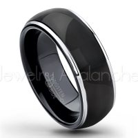 2-tone Dome Tungsten Ring - Polished Finish Black Ion Plated Comfort Fit Tungsten Carbide Wedding Ring - Engagement Ring - Anniversary Ring TN123PL