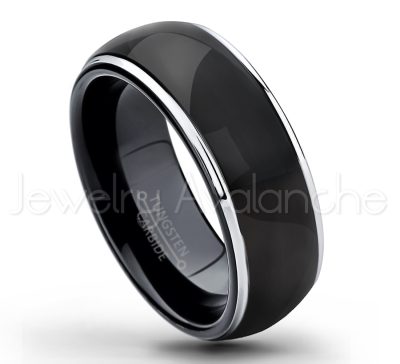 2-tone Dome Tungsten Ring - Polished Finish Black Ion Plated Comfort Fit Tungsten Carbide Wedding Ring - Engagement Ring - Anniversary Ring TN123PL