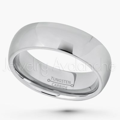 7mm Comfort Fit Tungsten Wedding Band - Polished Finish Classic Dome Tungsten Carbide Ring - Tungsten Anniversary Ring - Tungsten Ring TN175PL