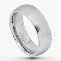 7mm Comfort Fit Tungsten Wedding Band - Polished Finish Classic Dome Tungsten Carbide Ring - Tungsten Anniversary Ring - Tungsten Ring TN175PL
