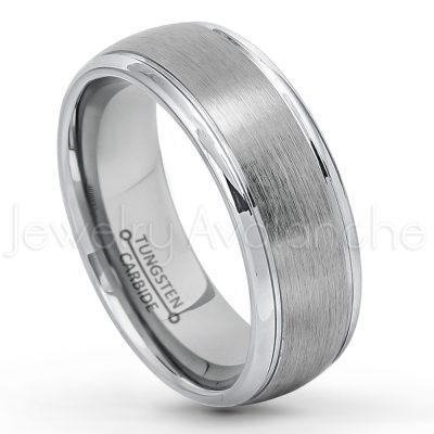 8mm Tungsten Wedding Ring - Brushed Finish Comfort Fit Classic Dome Tungsten Carbide Ring - Anniversary Band - Bride and Groom's Ring TN176PL