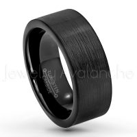 9mm Pipe Cut Tungsten Wedding Band - Brushed Finish Black IP Comfort Fit Tungsten Carbide Ring - Anniversary Band - Men's Tungsten Ring TN230PL