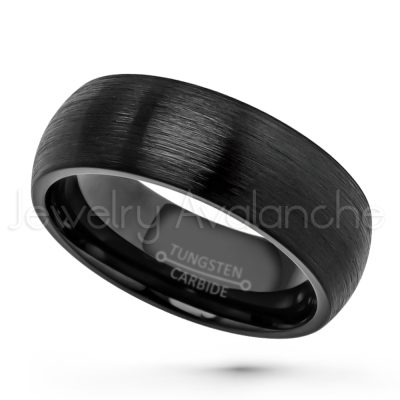 8mm Dome Tungsten Wedding Band - Brushed Finish Black IP Comfort Fit Tungsten Carbide Ring - Anniversary Band - Men's Tungsten Ring TN231PL