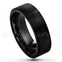 7mm Pipe Cut Tungsten Wedding Band - Brushed Finish Black IP Comfort Fit Tungsten Carbide Ring - Anniversary Band - Men's Tungsten Ring TN232PL