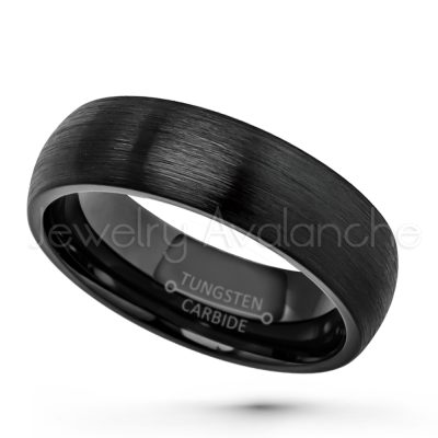 6mm Dome Tungsten Wedding Band - Brushed Finish Black IP Comfort Fit Tungsten Carbide Ring - Anniversary Band - Men's Tungsten Ring TN233PL
