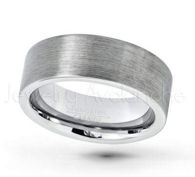 8mm Pipe Cut Tungsten Ring - Comfort Fit Tungsten Carbide Wedding Ring - Brushed Finish Tungsten Ring - Bride and Groom's Ring TN669PL