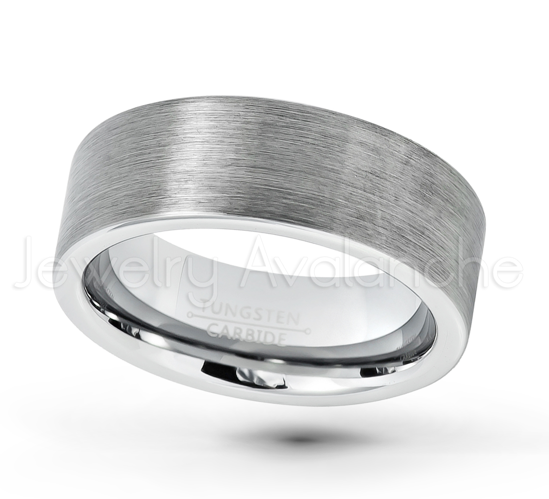 8mm Pipe Cut Tungsten Ring – Comfort Fit Tungsten Carbide Wedding Ring ...