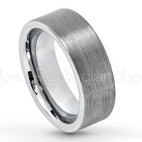 8mm Pipe Cut Tungsten Ring - Comfort Fit Tungsten Carbide Wedding Ring - Brushed Finish Tungsten Ring - Bride and Groom's Ring TN669PL
