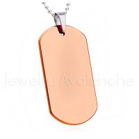 Dog Tag Tungsten Pendant - Rose Gold Plated Tungsten Carbide Pendant