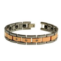 8.5" Men's Tungsten Bracelet, Polished Rose Gold Plated Tungsten Carbide Bracelet with 3 CZ stone accent TNB068