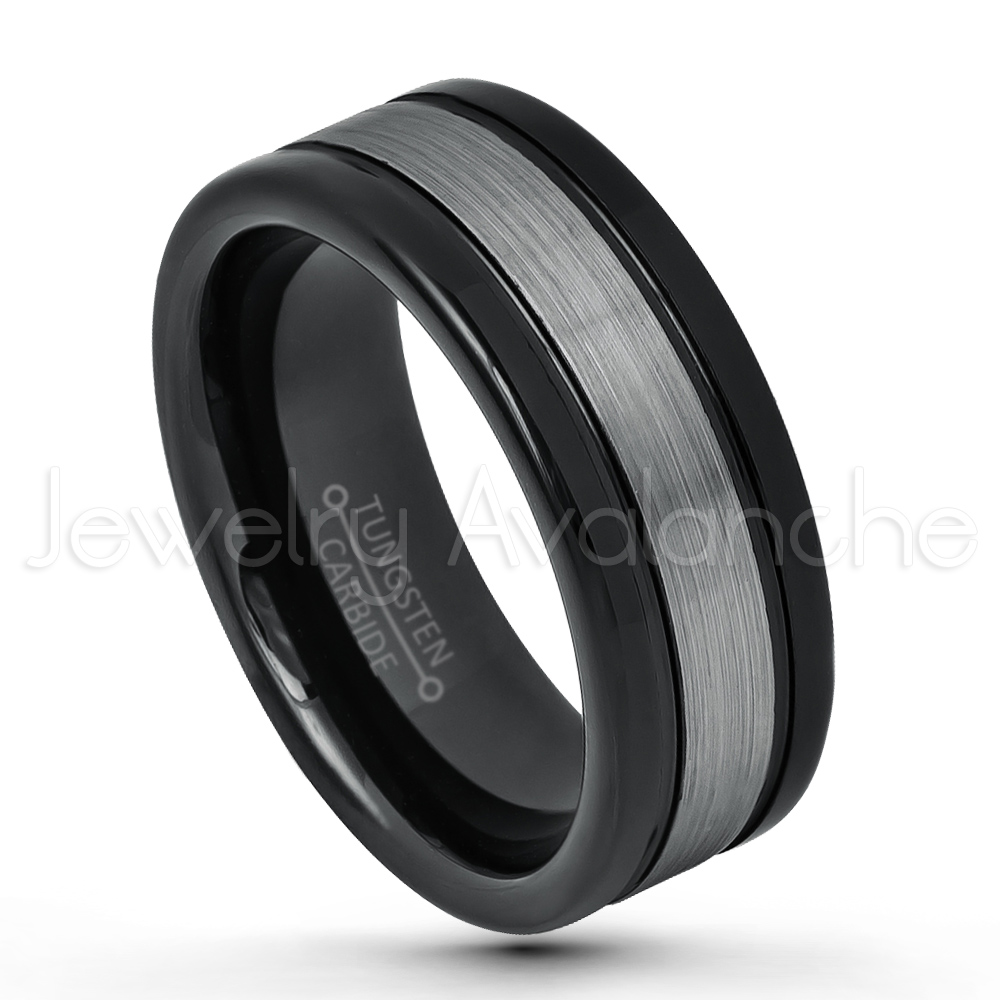 8mm Black Ion Plated Comfort Fit Rounded Edge Tungsten Carbide Ring Jewelry Avalanche 2-Tone Tungsten Wedding Band