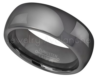 Gunmetal Dome Tungsten Wedding Band - 8mm Comfort Fit Tungsten Carbide Ring - Mens Anniversary Band TN615PL
