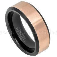 2-Tone Rose Gold Tungsten Wedding Band - 8mm Black IP Inner Comfort Fit Tungsten Carbide Ring - Mens Anniversary Band TN619PL