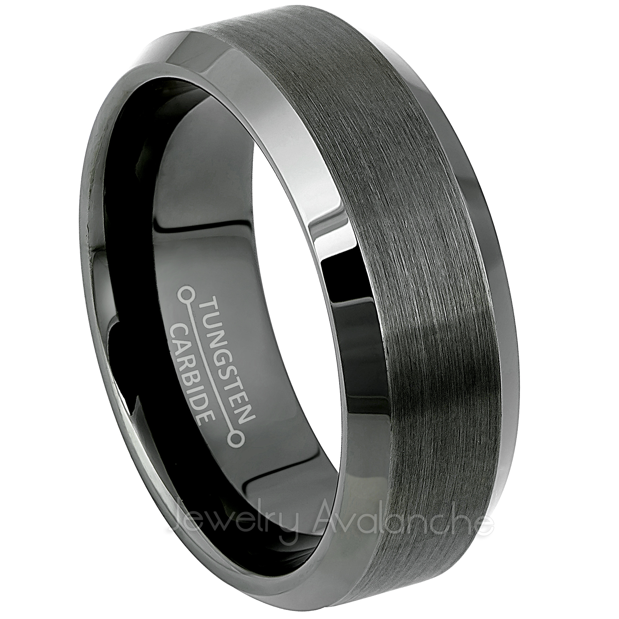 Tungsten Carbide ring Silver Edge black brushed Wedding Band Ring men's jewelry 