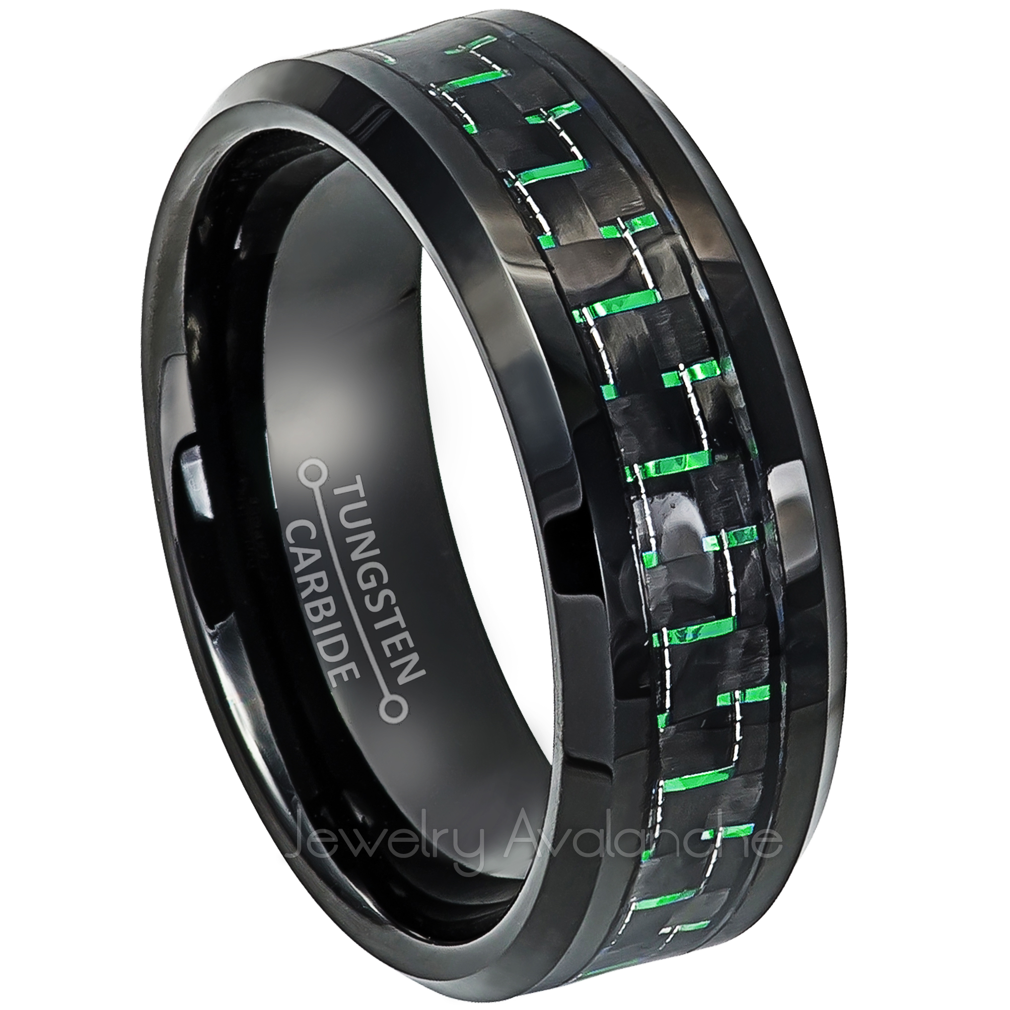 Cobalt Ring with Green Carbon Fiber Inlay